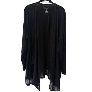 Super Soft by Torrid Womens Open Front Cardigan Black Lace Trim Drape Size 2